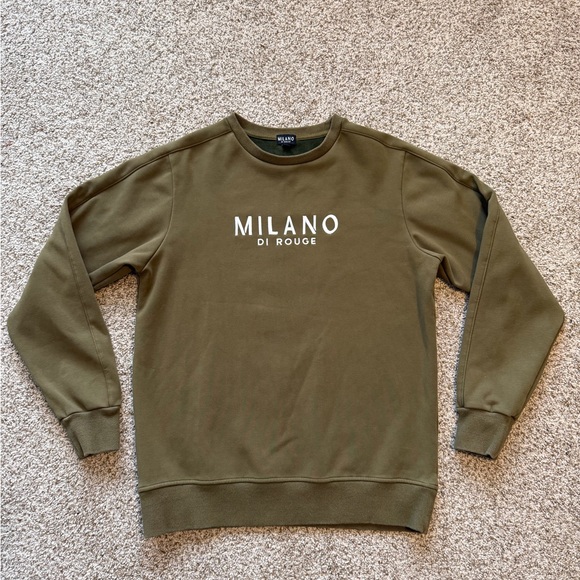 Milano Di Rouge Sweatshirt Mens Med Olive Robbie Lux Stretch Crewneck Pullover